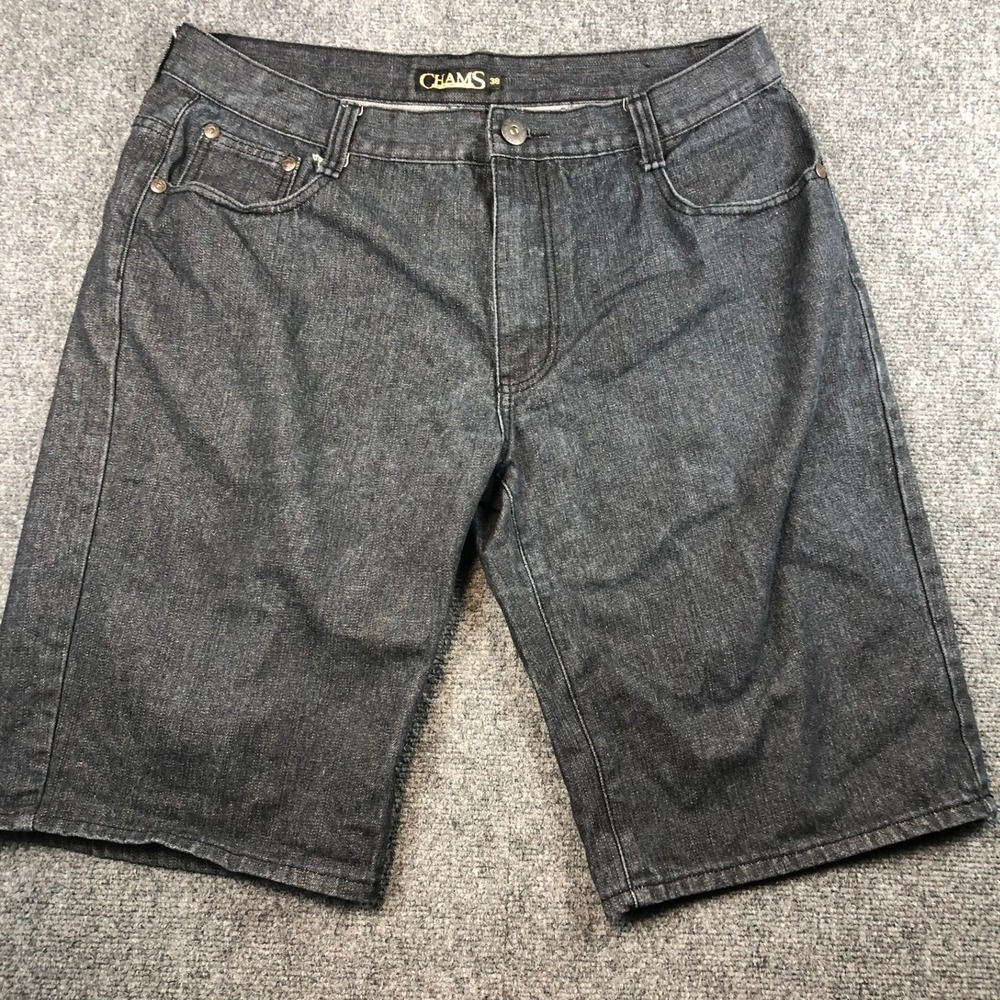 Chams Denim Jeans Size 38 Menswear Y2K Grunge Streetwear Hip Hop Casual Shorts